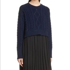 Kenzo Empire Waist Mixed Media Pleated Dress